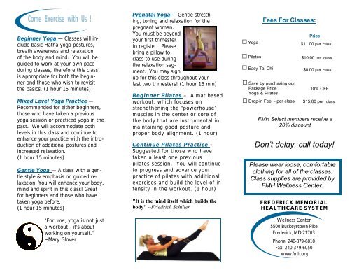 exercise brochure.pub - Frederick Memorial Hospital