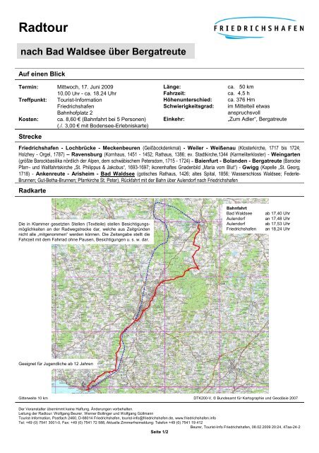 nach Bad Waldsee über Bergatreute Radtour - Friedrichshafen