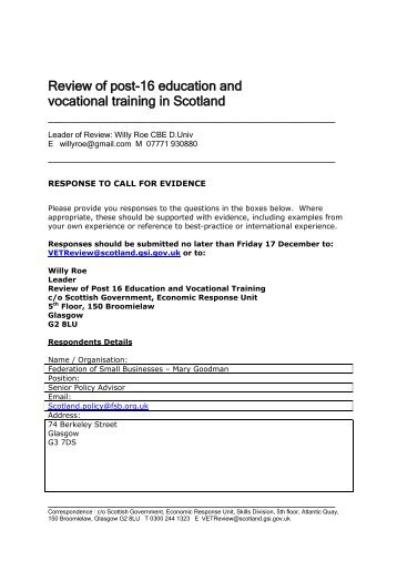 Review of post-16 education and vocational training in Scotland