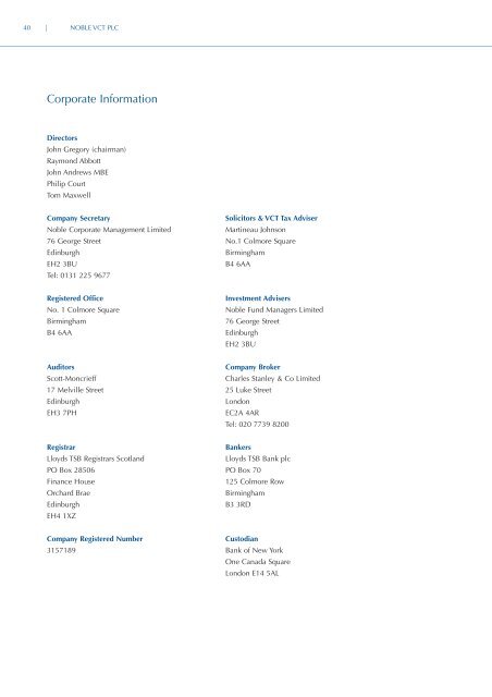 Noble VCT plc - Foresight Group