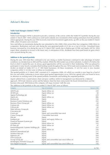 Noble VCT plc - Foresight Group