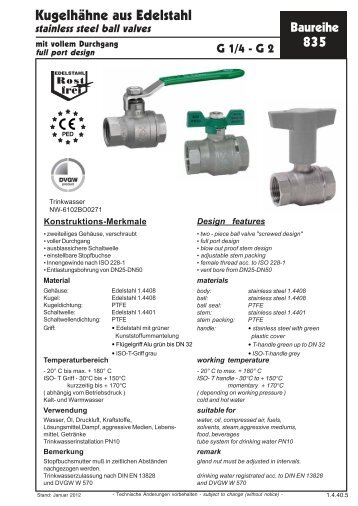 Datenblatt Kugelhahn_ 835 - G. Bee