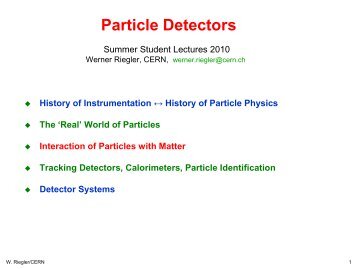 Particle Detectors - Indico - Cern