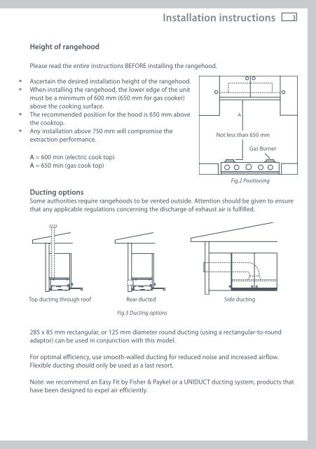 User guide for HS60C & HS90C models - Fisher & Paykel