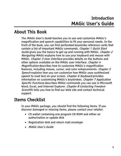 MAGic 10.0 User's Guide (PDF) - Freedom Scientific