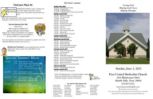 Special Summer Music - First United Methodist Church, Marble Falls