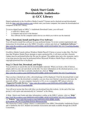 Quick Start Guide Downloadable Audiobooks- @ GCC Library