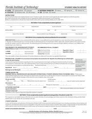 Student Health History Form - Florida Institute of Technology