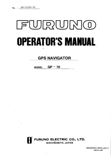 GP70 Operator's Manual - Furuno USA