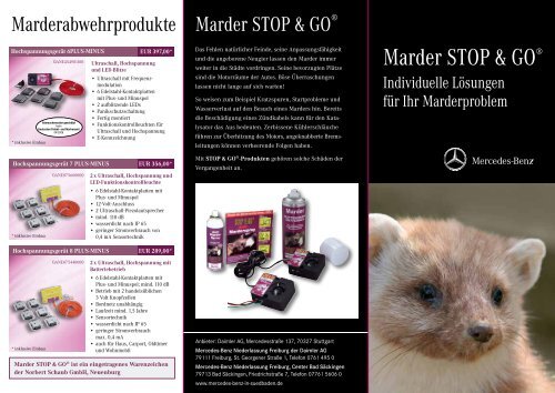 Flyer Zum Marderschutz Stop Amp Go Mercedes Benz