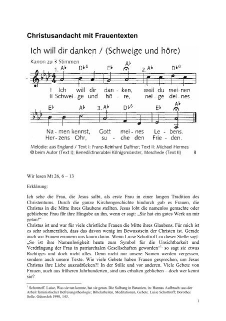 Christusandacht mit Frauentexten - Frauenseelsorge Bayern