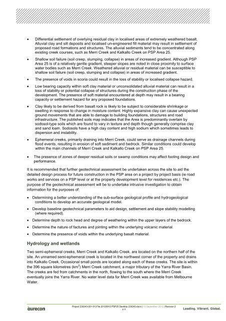 Desktop Environmental, Hydrological and Geotechnical Study