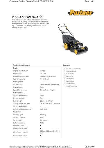 Page 1 of 2 Consumer Outdoor Support Site - P 53-160DW 3in1 ...
