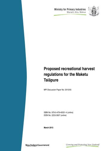 Proposed recreational harvest regulations for the Maketu Taiāpure