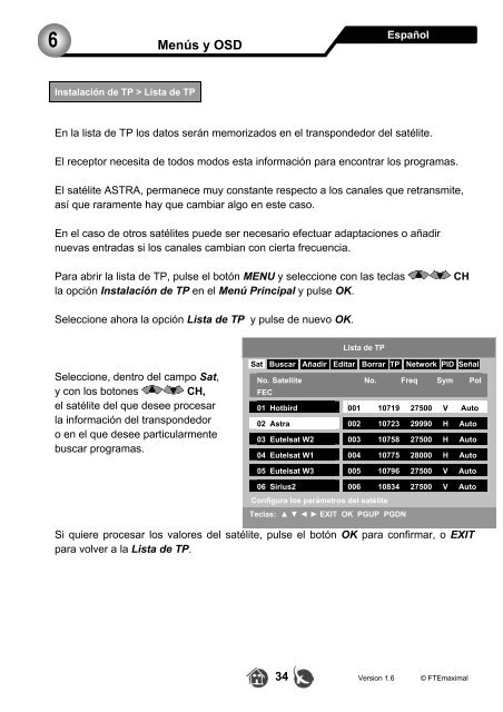 Menús y OSD 6 - FTE Maximal