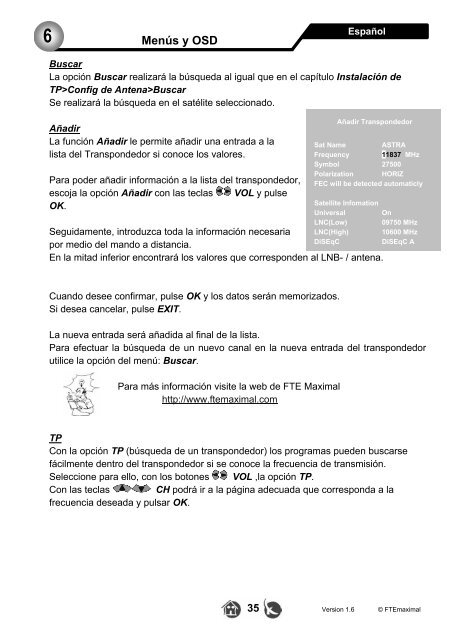 Menús y OSD 6 - FTE Maximal