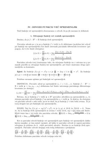 iv. odvodi funkcij več spremenljivk