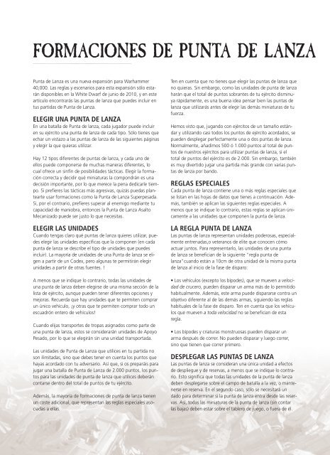 FORMACIONES DE PUNTA DE LANZA - Games Workshop