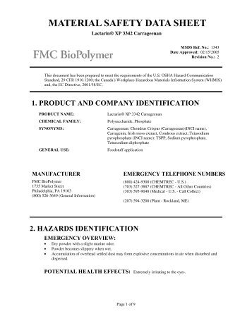 Lactarin® XP 3342 Carrageenan - FMC Corporation