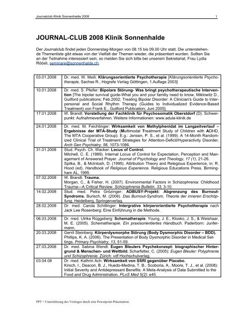 JOURNALCLUB 2004 Klinik Sonnenhalde - firma-web