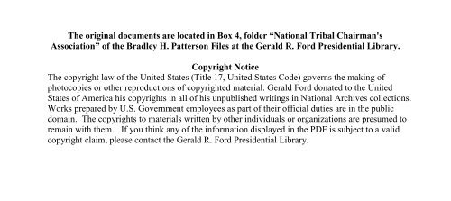 National Tribal Chairman's Association - Gerald R. Ford Presidential ...