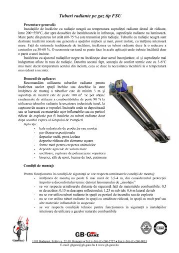 Tuburi radiante FSU.pdf - GB-Ganz Romania Termotehnica SRL