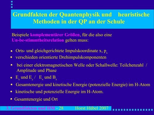 Grundfakten der Quantenphysik und heuristische Methoden der QP ...