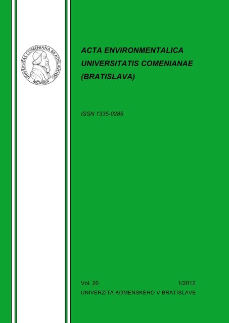 Vol. 20 (2012) č. 1 - Prírodovedecká fakulta - Univerzita Komenského