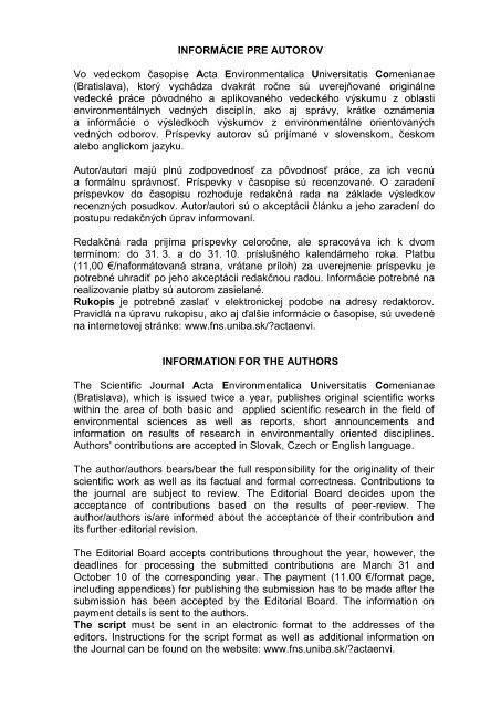 Vol. 20 (2012) č. 1 - Prírodovedecká fakulta - Univerzita Komenského