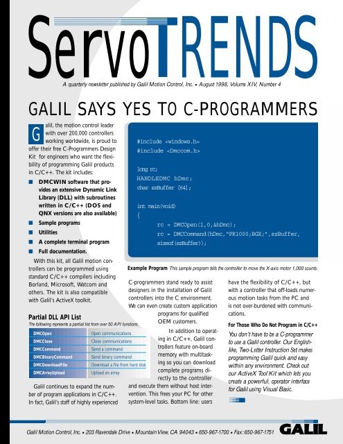 GALIL SAYS YES TO C-PROGRAMMERS