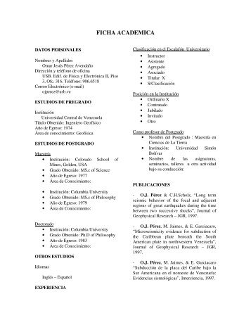 FICHA ACADEMICA - Departamento de Ciencias de la Tierra ...