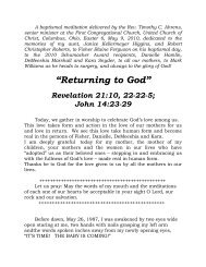 “Returning to God” - The First Congregational Church
