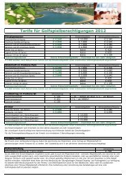 Tarife für Golfspielberechtigungen 2012 - Golfclub Fontana
