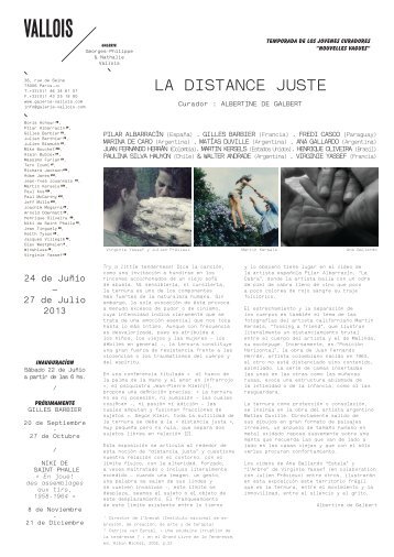 LA DISTANCE JUSTE - Galerie Georges-Philippe & Nathalie Vallois