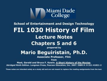 FIL 1030 History of Film - MDC Faculty Home Pages