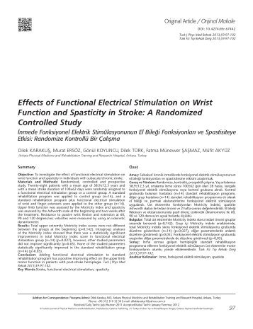 Effects of Functional Electrical Stimulation on Wrist ... - FTR Dergisi