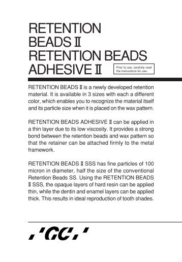 RETENTION BEADS II RETENTION BEADS ... - GC America