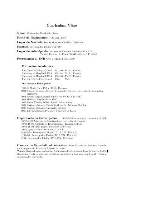 dr. christopher rhodes stephens stevens - Departamento de ...