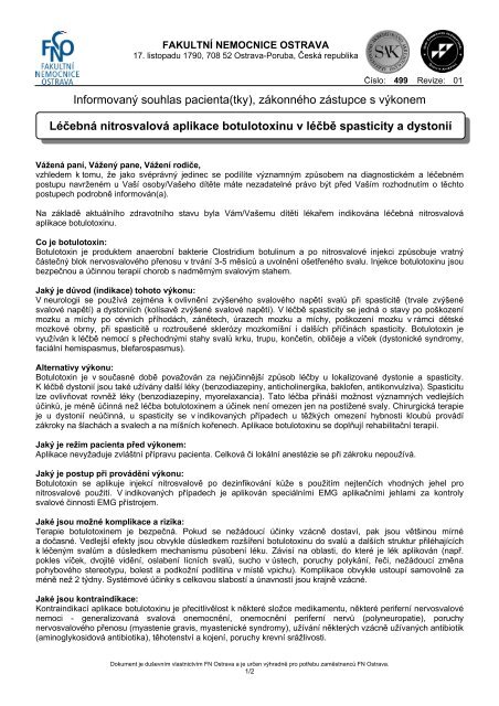Léčebná nitrosvalová aplikace botulotoxinu v léčbě spasticity a ...