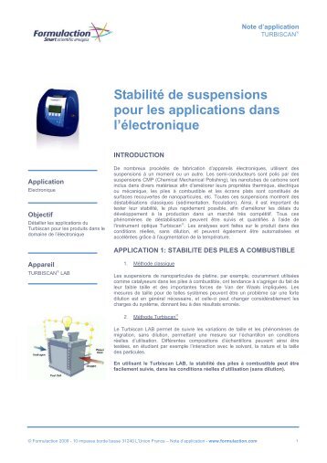 Stabilité de suspensions pour les applications dans l ... - Formulaction