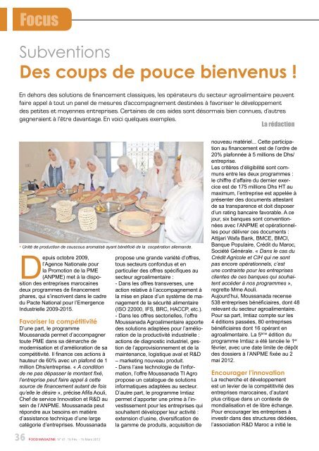 Un panel de solutions - FOOD MAGAZINE