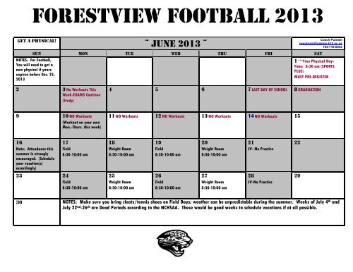 JV Football Summer Schedule - Gaston County Schools