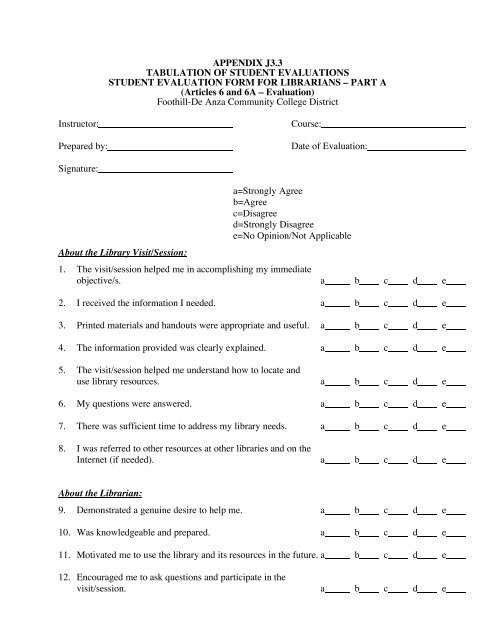 J3 Tabulation form for Librarians - Foothill College