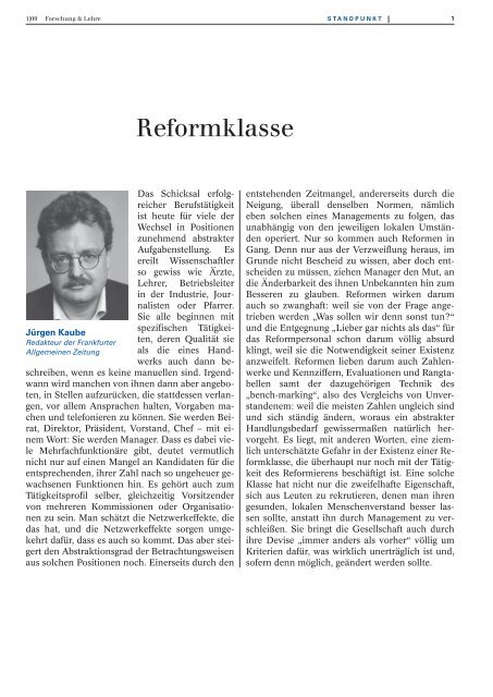 Reformklasse - Forschung & Lehre