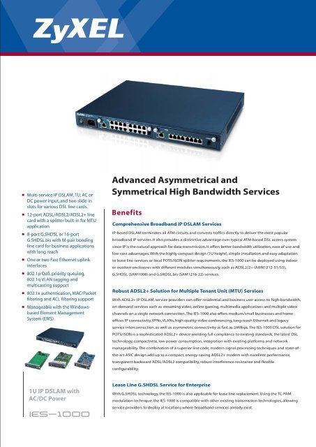 ZyXEL IES-1000M Datasheet - Flytec Computers