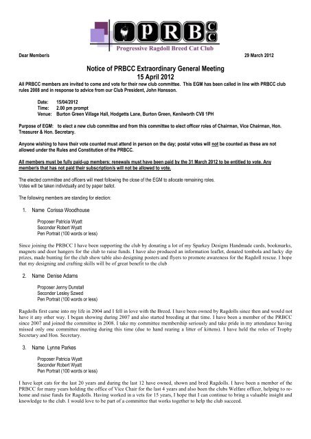 Notice of PRBCC Extraordinary General Meeting 15 April 2012