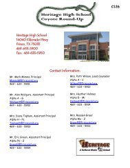 Heritage High School 14040 Eldorado Pkwy Frisco, TX ... - Frisco ISD