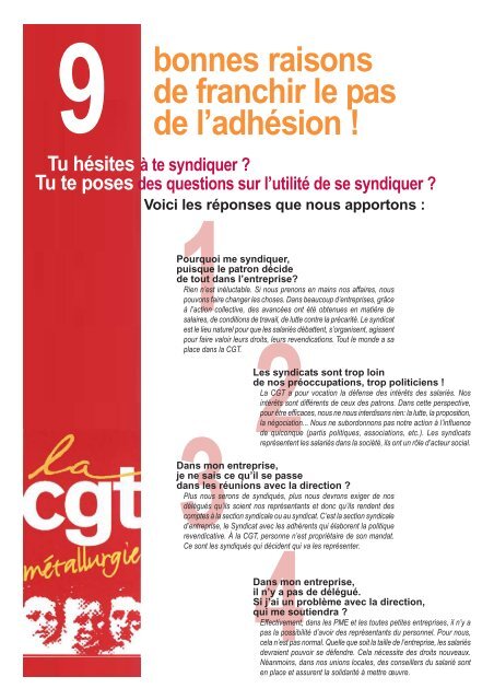 9 bonnes raisons en couleur.pmd - Féderation - La cgt