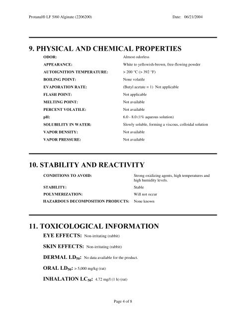 Protanal® LF 5/60 Alginate - FMC Corporation