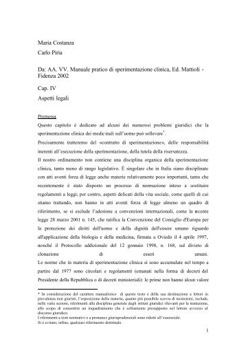 AA. VV. Manuale pratico di sperimentazione clinica, Ed ... - Franzosi